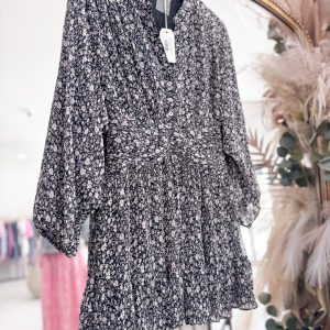 Lotus Dress - Black Floral