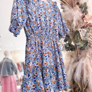 Darleen Dress - Blue Rosette